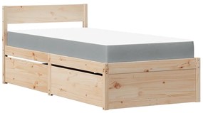 3281907 vidaXL Легло с чекмеджета и матрак, 90x200 см, бор масив