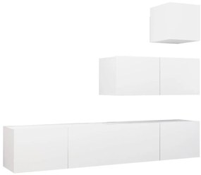 3078736 vidaXL Комплект ТВ шкафове от 4 части, бял, инженерно дърво