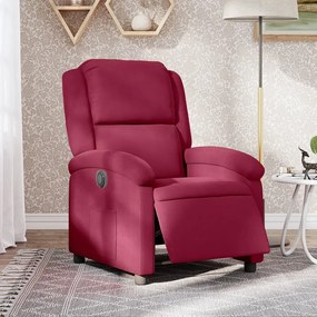 3204283 vidaXL Електрически реклайнер стол, виненочервен, кадифе