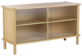 Витрина от масивен дъб с плъзгащи се врати в естествен цвят 135x73,5x48 cm Italic – UMAGE