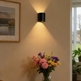 Модерна стенна лампа черна със светлинен ефект - Sabbio