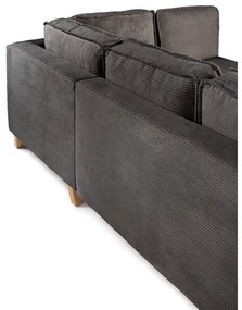 Сив сгъваем ъглов диван от рипсено кадифе (десен ъгъл) Tori – Bonami Selection
