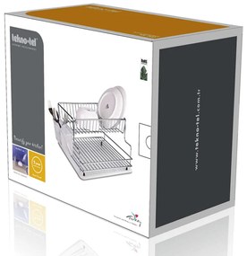 СУШИЛНИК ЗА СЪДОВЕ TEKNO TEL KB-005BP , 2 нива , хром-черно , 42 x 30 x 21 см