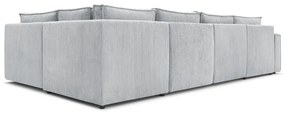 Светлосив ъглов U-образен диван от велур, десен ъгъл Nihad modular - Bobochic Paris
