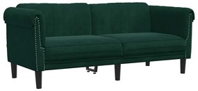 372577 vidaXL Диван, 2-местен, тъмнозелен, кадифе