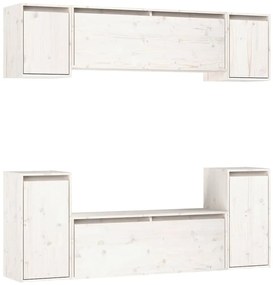 3100190 vidaXL ТВ шкафове, 6 бр, бели, бор масив
