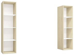 3079867 vidaXL ТВ шкафове, стенни, 2 бр, бяло и дъб сонома, инженерно дърво