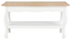 280023 vidaXL Маса за кафе, бяло и кафяво, 87,5x42x44 см, бор масив