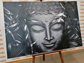 Картина на платно – Усмихнат Буда в черно-бяло