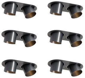 Комплект от 6 вградени спота Gunmetal GU10 70mm с накланяне 2-Светлини - Installa