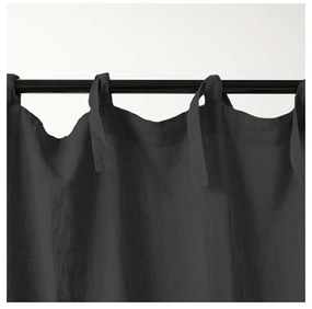 Тъмносива ленена завеса с примки Night Time, 250 x 140 cm - Linen Tales