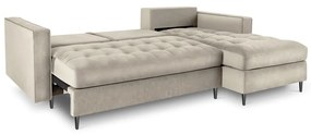 Бежов кадифен ъглов диван, десен ъгъл Santo - Milo Casa