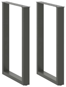 4013226 vidaXL Крака за бар маса, U-образни, 2 бр., антрацит, 60x(90-91) см, стомана