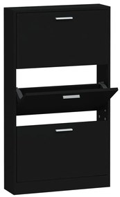 342528 vidaXL Шкаф за обувки, черен, 59x17x108 см, инженерно дърво