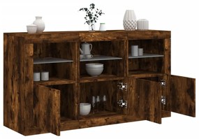 Sonata H Сайдборд с LED светлини, oпушен дъб, 123x37x67 см