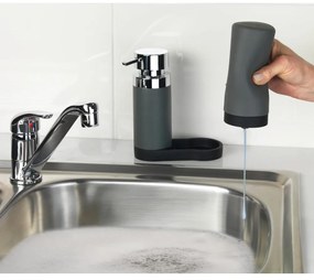 Комплект от 2 сиви дозатора за препарат с тавичка Squeeze, 250 ml Easy Squeez-e - Wenko