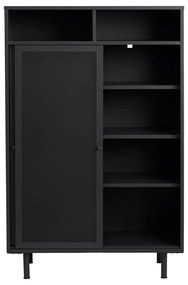 Черно метално шкафче с плъзгащи се врати 90x140x40 cm Veep – Unique Furniture