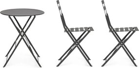 Антрацитен стоманен градински комплект за хранене за 2 Austin – Bizzotto