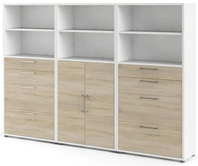 Бяло-естествена модулна библиотека от дъбов декор 268x189 cm Prima – Tvilum