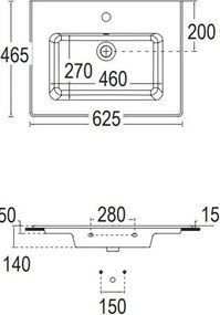 Умивалник Flat Bianco Ceramica White-Дължина: 62 cm