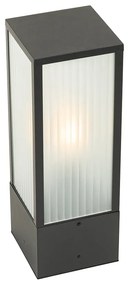 Умна външна подова лампа черна с оребрено стъкло 40 см вкл. WiFi A60 - Charlois