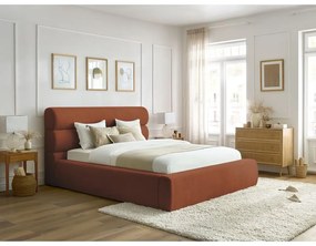 Оранжево тапицирано двойно легло с място за съхранение с решетка 160x200 cm Jagna - Bobochic Paris