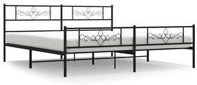 355290 vidaXL Метална рамка за легло с горна и долна табла, черна, 183x213 см