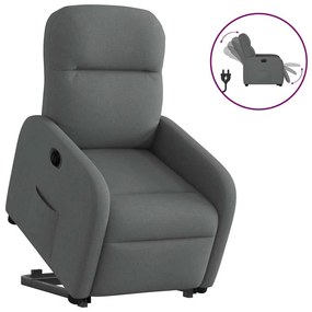 3302993 vidaXL Електрически изправящ реклайнер стол, тъмносив, текстил