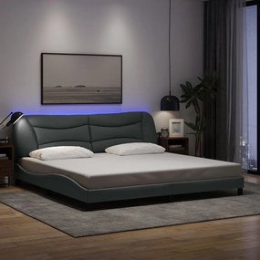 3213725 vidaXL Рамка за легло с LED без матрак Hvar, 200x200 см, плат
