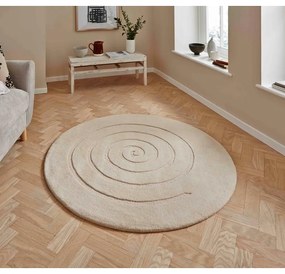 Кремавобял вълнен килим , ⌀ 140 cm Spiral - Think Rugs