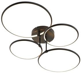 Таванна лампа черна с LED 3-степенна димируема 4-светлина - Joaniqa