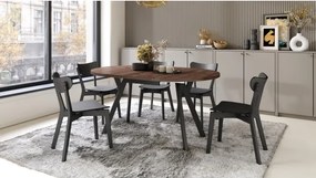 АЛМО Дъб Кафяв/черни крака - КРЪГЛА РАЗТЕГАТЕЛНА МАСА С Y-ОБРАЗНИ КРАКА В ЛОФТ/ИНДУСТРИАЛЕН СТИЛ ЗА ХОЛ ИЛИ ТРАПЕЗАРИЯ