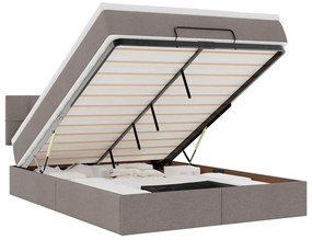 3312316 vidaXL Османска легло с матрак и LED, таупе, 140x200 см, плат