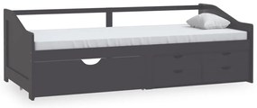 322173 vidaXL 3-местно дневно легло с чекмеджета, сиво, бор масив, 90х200 см