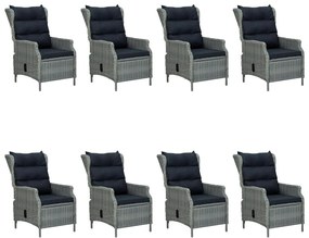 3067936 vidaXL Градински трапезен комплект, 9 части, светлосив