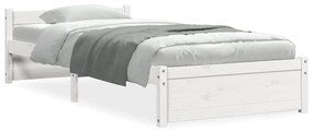 815035 vidaXL Рамка за легло, бяла, масивно дърво, 100х200 см