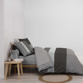 Черно-бял двойно удължено памучно спално бельо с включен долен чаршаф 6 части 240x220 cm Meiko – douceur d'intérieur