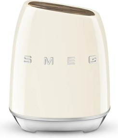 Комплект ножове със стойка SMEG KBSF02CR, 7 части, Слотове от акациево дърво, Немска неръждаема стомана, Крема