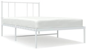 352520 vidaXL Метална рамка за легло с горна табла, бяла, 80x200 см