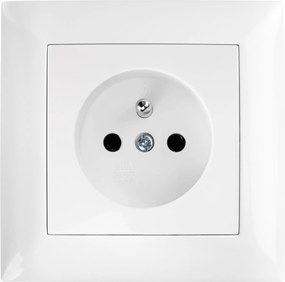 Единичен контакт със заземяване и рамка OSTE JNH001-G White