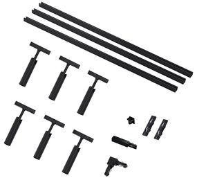 Модерна релсова система за осветление със 6 черни прожектора 1-фазов - Slimline Uzzy