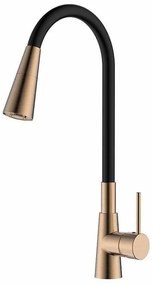 Смесител за кухня 7242074BRG, Inter Ceramic, месинг + цинк, черен + розовп злато, с две функции, 23.6x12.6х4см
