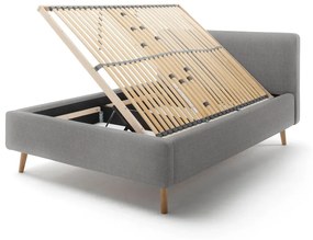 Сиво тапицирано двойно легло с място за съхранение и решетка 140x200 cm Mattis - Meise Möbel