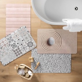 Бяло-сив гумен килим за баня 50x80 cm Leandra – douceur d'intérieur