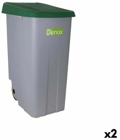 Кош за Боклук с Колела Denox 110 L Зелен 58 x 41 x 89 cm (2 броя)