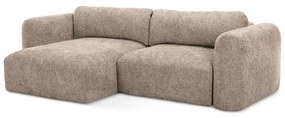 Светлокафяв шенилов разтегателен ъглов диван с място за съхранение (ляв ъгъл) Mele – Makamii