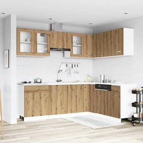 3328576 vidaXL Комплект кухненски шкафове, 11 части, "Lyon", дъбов рафт, инженерна дървесина