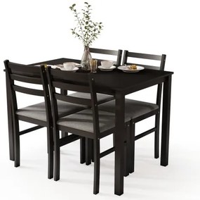 Комплект ТОРИНО маса + 4 стола Черно/Светло сиво (тъкан Савана 21) - ДЪРВЕН КОМПЛЕКТ ЗА КУХНЯ/ТРАПЕЗАРИЯ