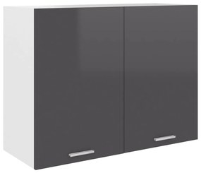 801283 vidaXL Висящ шкаф, Lyon сив гланц, 80x31x60 см, инженерно дърво
