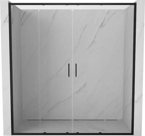 Mexen Exo двойни плъзгащи се душ врати 190 см, прозрачни, черни - 8152-190-000-70-00